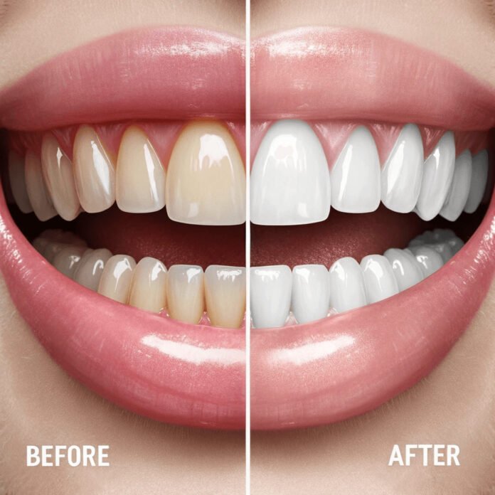 dantų balinimas prieš ir po