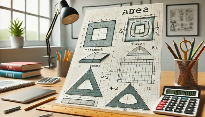 kaip apskaičiuojamas plotas su įvairioms geometrinėms figūroms su formulėmis ir matavimo įrankiais